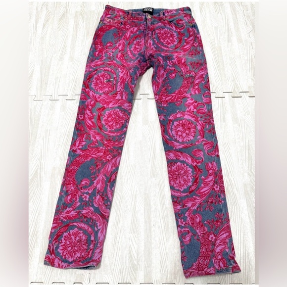 Vintage Versace Floral painted Jeans - Picture 3 of 15